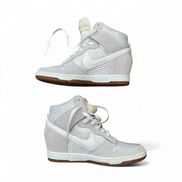 Nike Dunk Sky Hi Hidden Wedge Sneakers Metallic Silver Size 7 - Picture 5 of 10